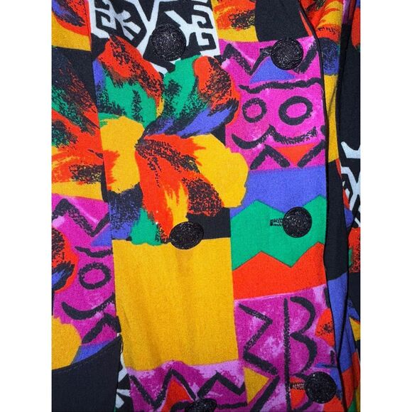 Vintage 90s Knapp Studio California Sleeveless Jumper Dress – Bright Abstract Pa - Picture 4 of 13